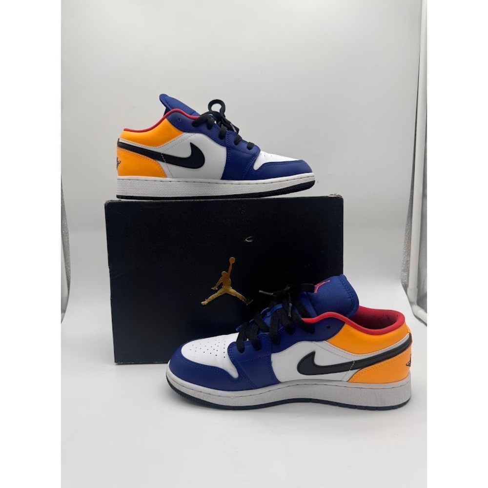 Nike Air Jordan 1 Low GS Royal Blue Orange Black White 553560-123 Size 7Y